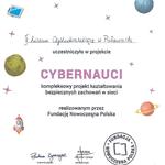 certyfikat za udział w projekcie cybernauci