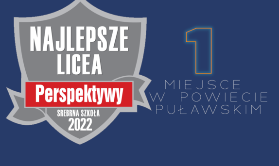 srebrna tarcza z napisem najlepsze licea Perspektywy Srebrna Szkoła 2022